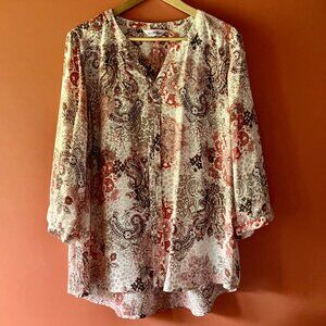 Soft Coral & Taupe Top